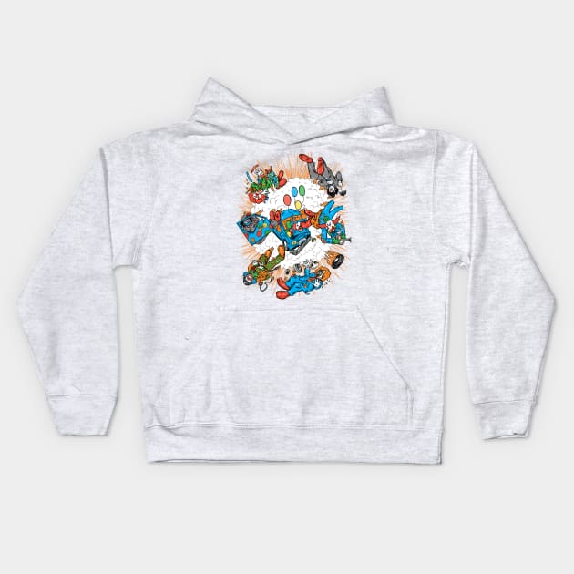 When Clown Cars Explode Kids Hoodie by nickv47